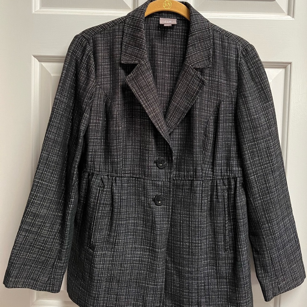 J. JILL Women's Petite Pleated Black Tweed Blazer Jacket EUC Size 6 Peti…